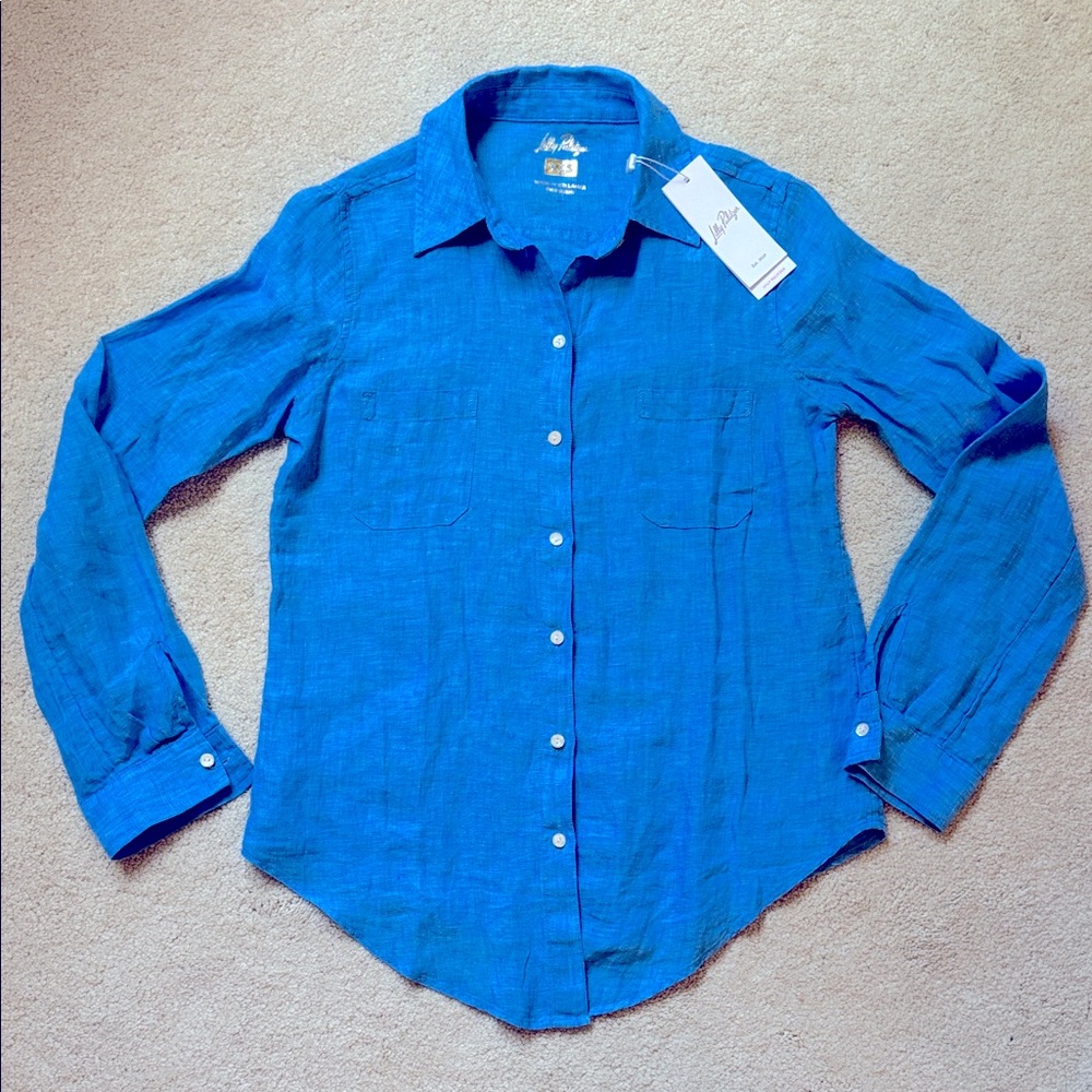 Lilly Pulitzer Blue Linen. NWT (fits more like xs or s)
